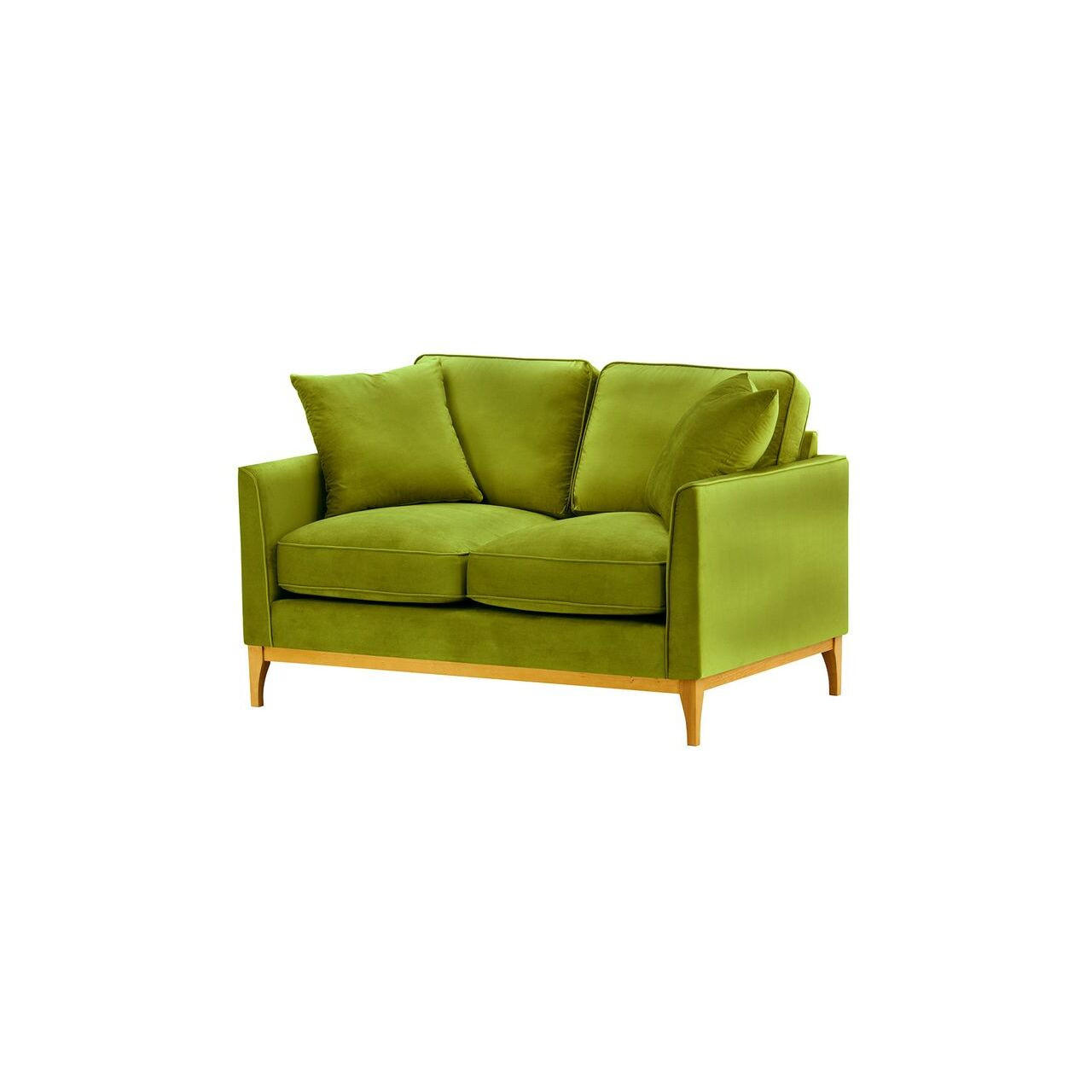 ZWEISITZER-SOFA Linara-Velluto 9 - Olivgrün, Holz/Textil (141/91/95cm)