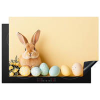 HERDABDECKPLATTE Eier - Kaninchen - Pastellfarbtöne Ceranfeldabdeckung 76x51.5 cm - Hellgelb, Kunststoff (76/51.5/0.2cm) - MuchoWow