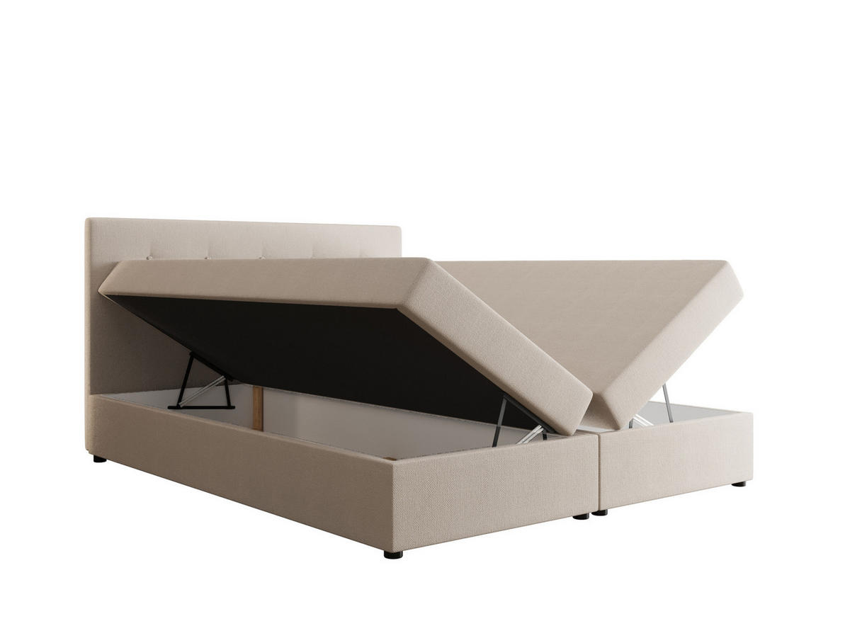 BOXBETT FADO 22 mit Matratze H3, Bonell und Topper 140x200 Cosmic 10 - Beige, Holz/Textil (140/200cm) - Bedante