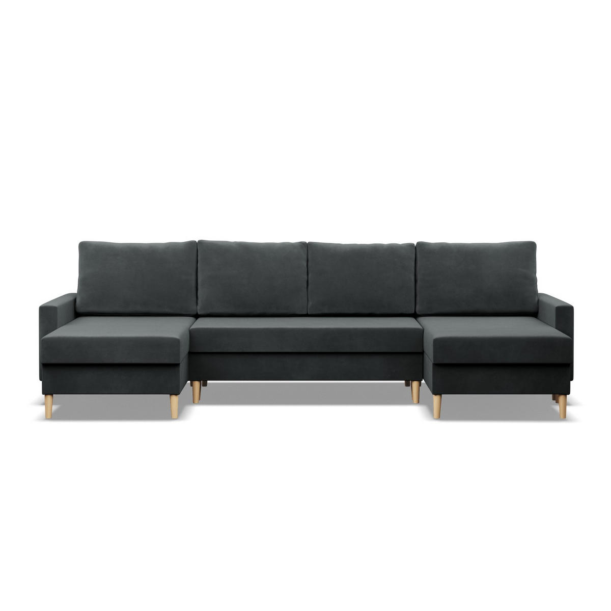 U-ECKSOFA MIT SCHLAFFUNKTION BLANK, Dunkelgrau - Grau, Textil (294/92/140cm) - Mebligo