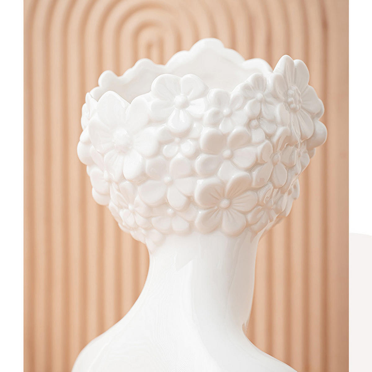 VASE 14 x 8,7 x 20 cm Keramik - Weiß, Keramik (20cm) - LIBRATON