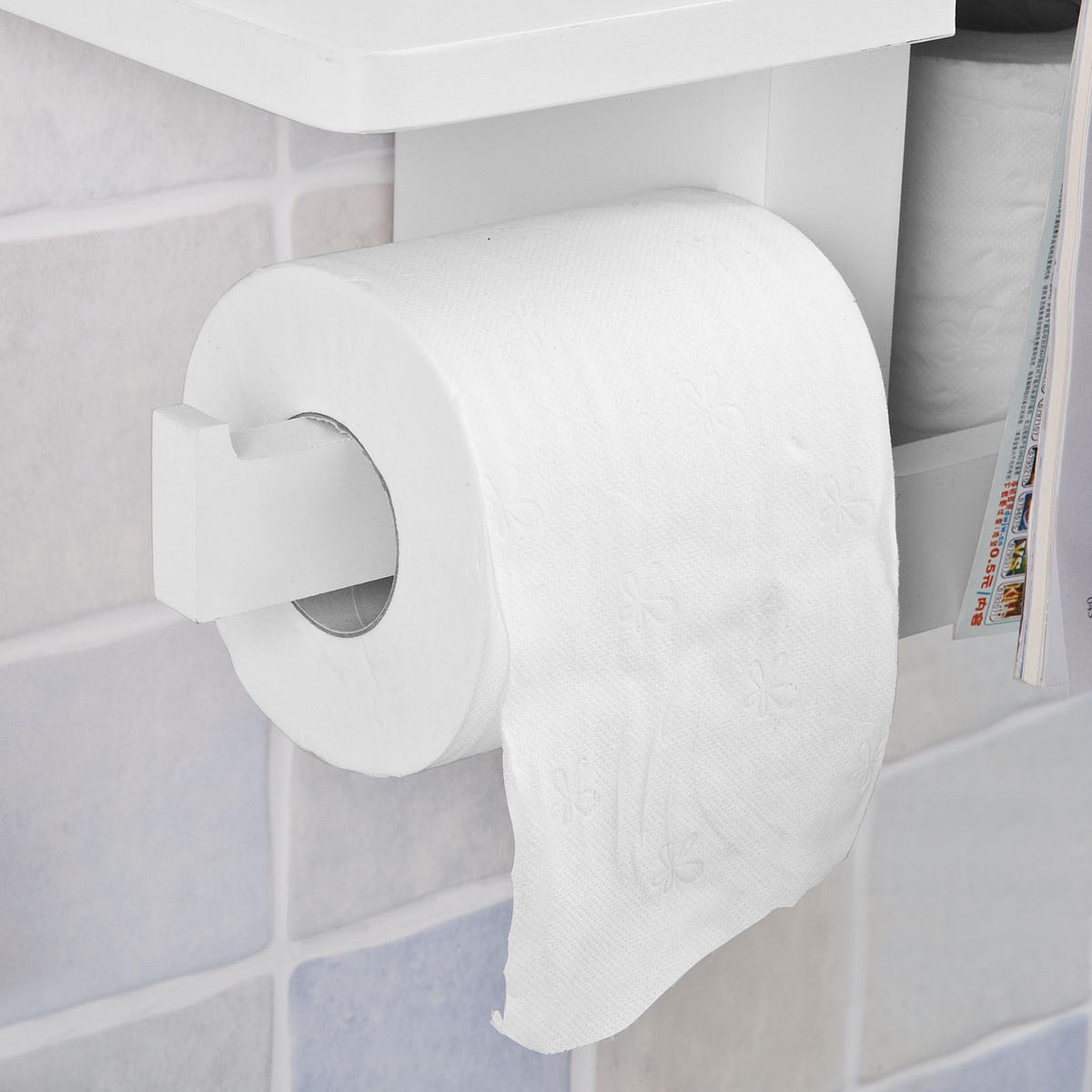 TOILETTENROLLENHALTER Weiß - Weiß, Holzwerkstoff (50/18/17cm) - SoBuy