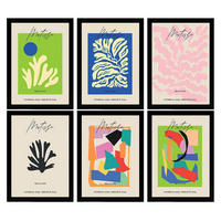 POSTER Set Mit 6 Illustrationen Von Henri Matisse A3 Schwarzer Rahmen - Schwarz, Papier (29/3cm) - Nacnic