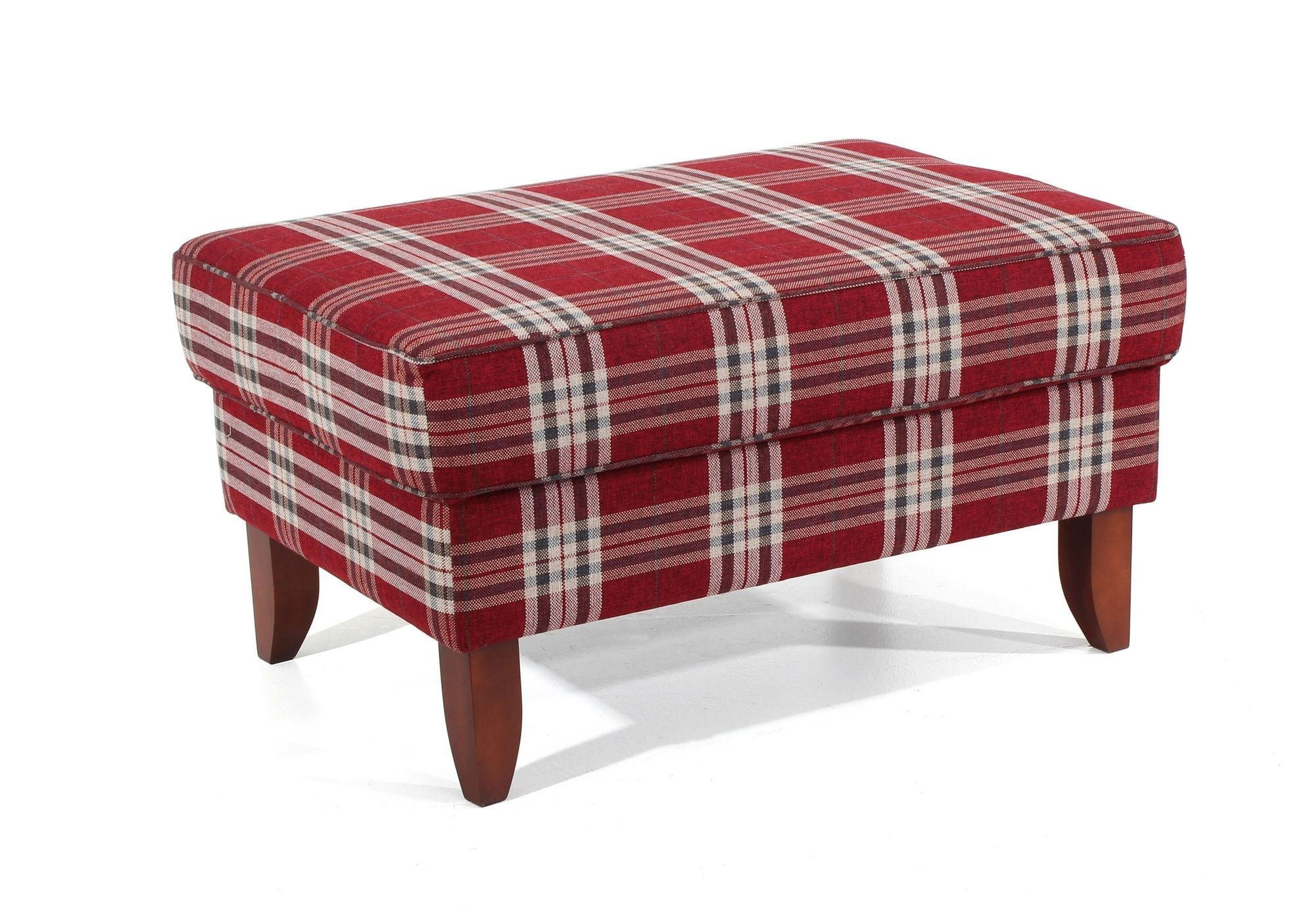HOCKER XXL Katria Bezug Flachgewebe Buche nussbaum dunkel / rot - Rot, Kunststoff (86/49/60cm) - 58aufmkessel