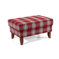HOCKER XXL Katria Bezug Flachgewebe Buche nussbaum dunkel / rot - Rot, Kunststoff (86/49/60cm) - 58aufmkessel
