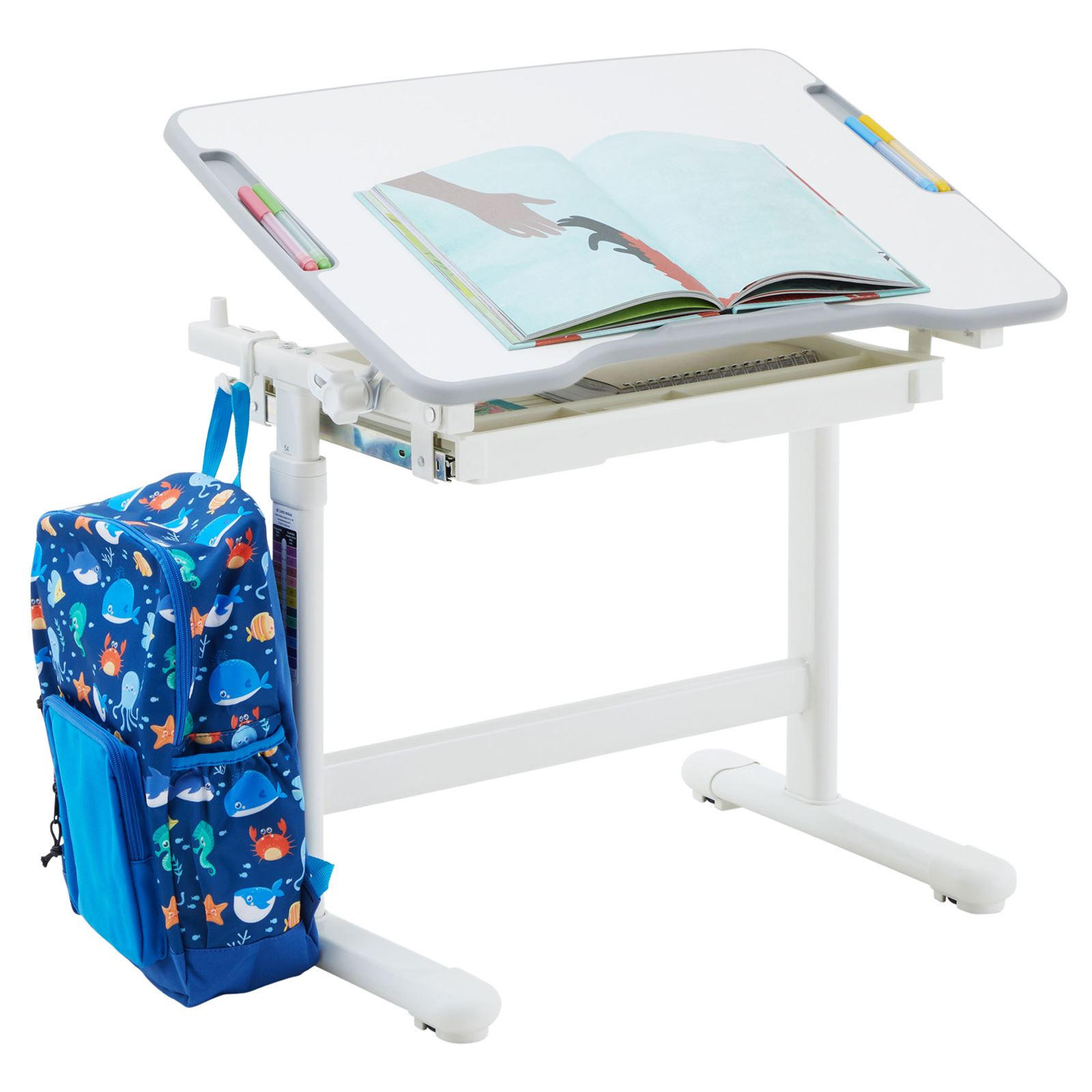 KINDERSCHREIBTISCH VITA - Weiß, Holzwerkstoff/Metall (67/54/48cm) - CARO-Möbel