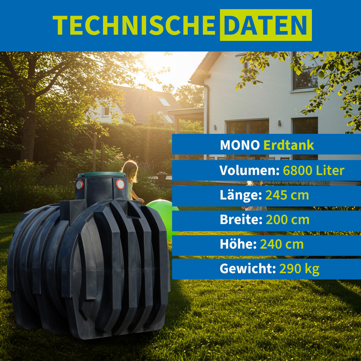 ERDTANK 6800 L - Schwarz, Kunststoff (200/240/245cm) - 4rain