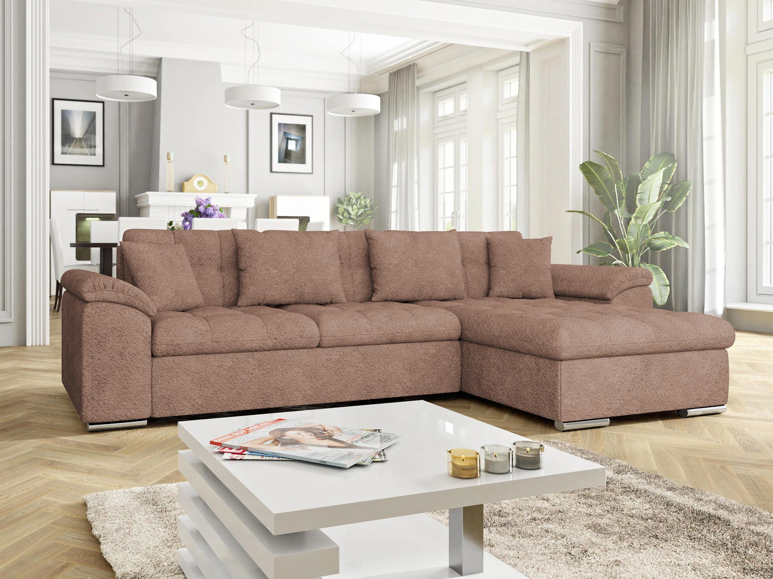 ECKSOFA Diana Cord, Seite: Rechts - Hellbraun, Holz/Textil (280/160cm) - MIRJAN24