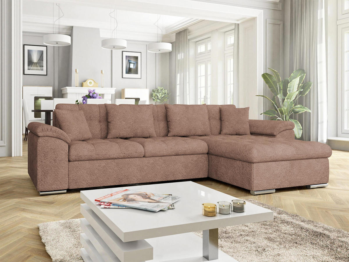 ECKSOFA Diana Cord, Seite: Rechts - Hellbraun, Holz/Textil (280/160cm) - MIRJAN24