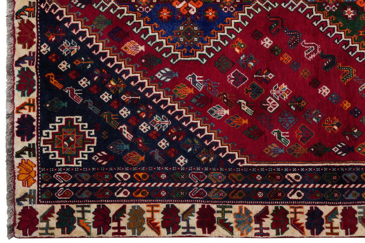 ORIENTTEPPICH handgeknüpft Gashgai Rot, Blau 261/165 cm Schurwolle - Blau/Rot, Textil (165/261cm) - Looma