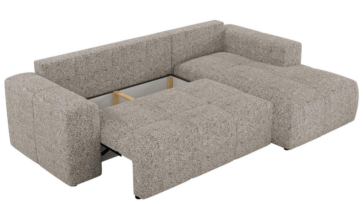 ECKSOFA MONIVA Beige Strukture - Rechts - Beige/Schwarz, Textil (266/164cm) - MKS