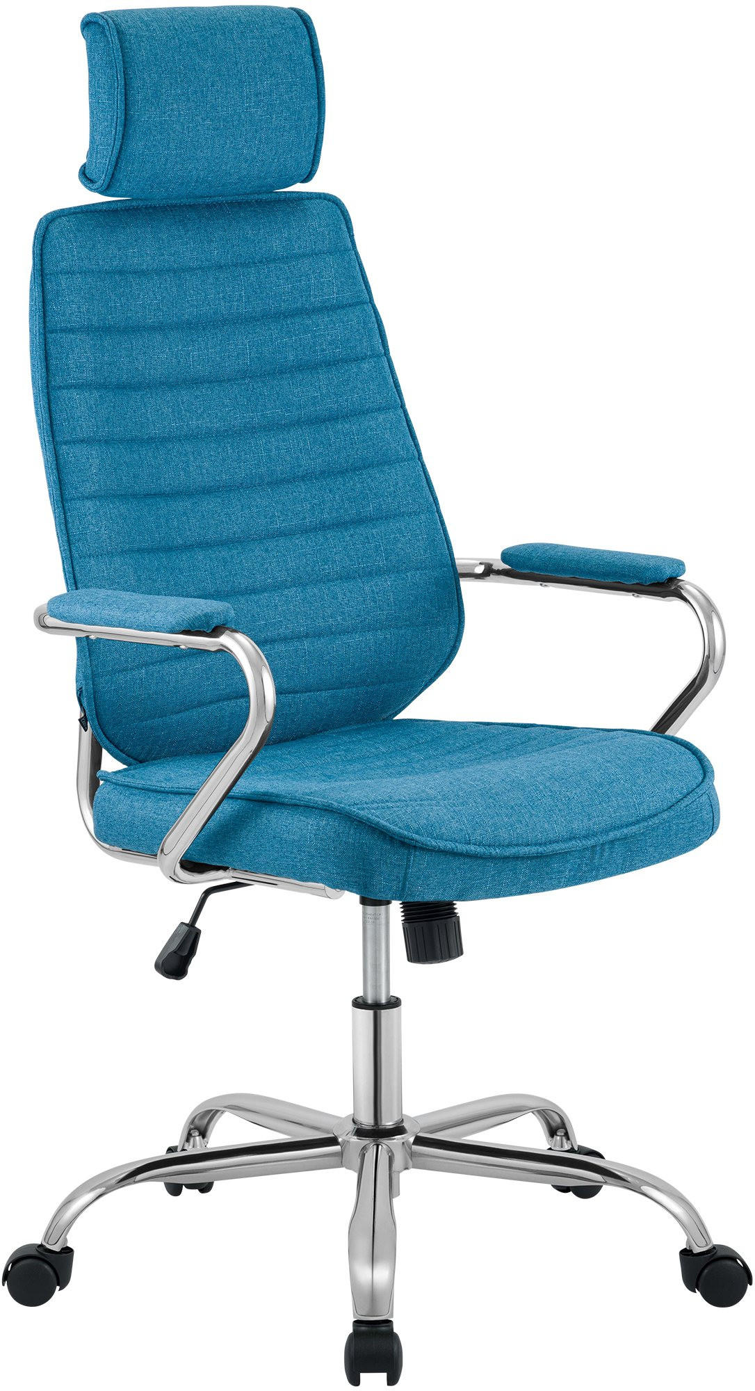 CHEFSESSEL Stoff Blau - Chromfarben/Blau, Textil/Metall (60/117/67cm) - CLP