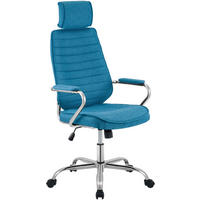 CHEFSESSEL Stoff Blau - Chromfarben/Blau, Textil/Metall (60/117/67cm) - CLP