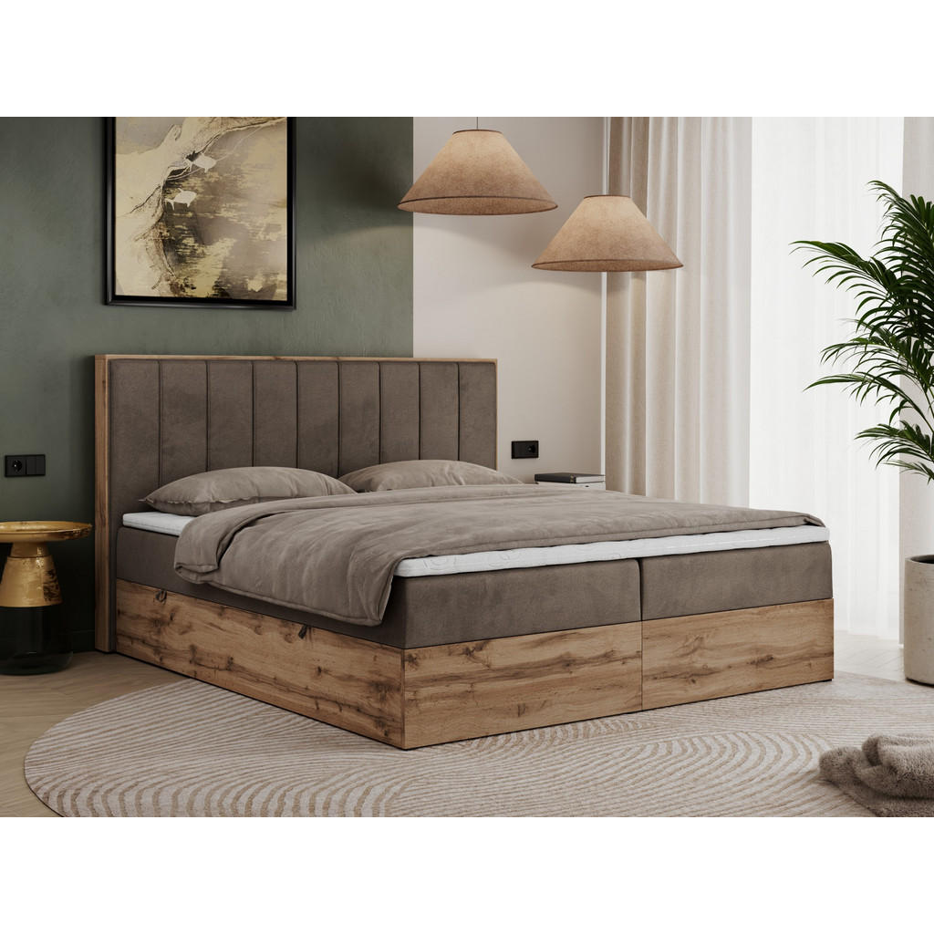 Thumbnail - MKS Boxbett, Braun, Textil, 2-Sitzer, H4, Rechteckig, 140x200 cm, Schlafzimmer, Betten, Boxspringbetten