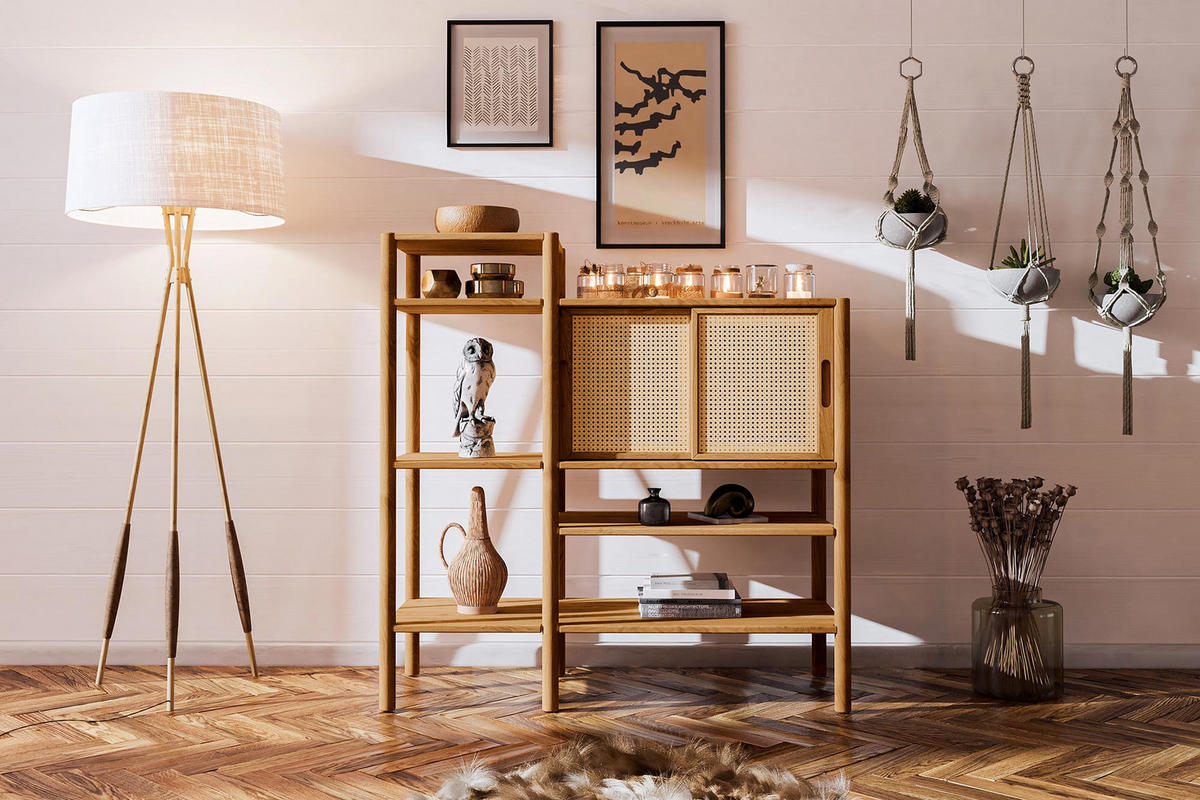 REGAL INA Wildeiche - Dunkelbraun, Holz (123/123/46cm) - byoak