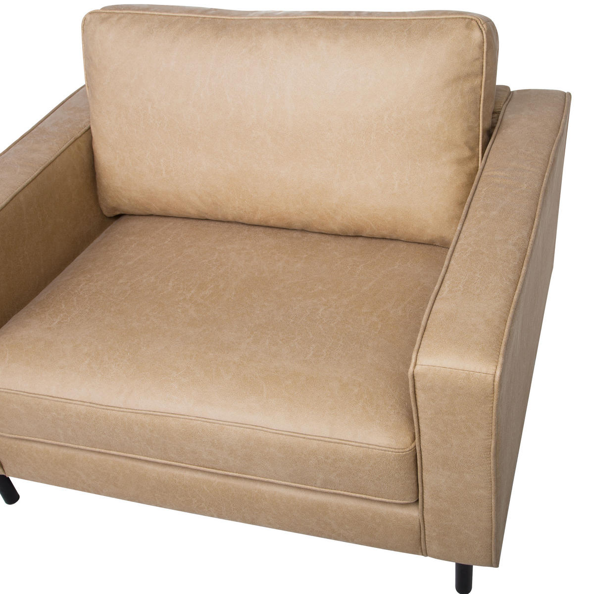 SESSEL Lederoptik beige Savalen - Beige/Schwarz, Kunststoff (117/87/91cm) - Beliani