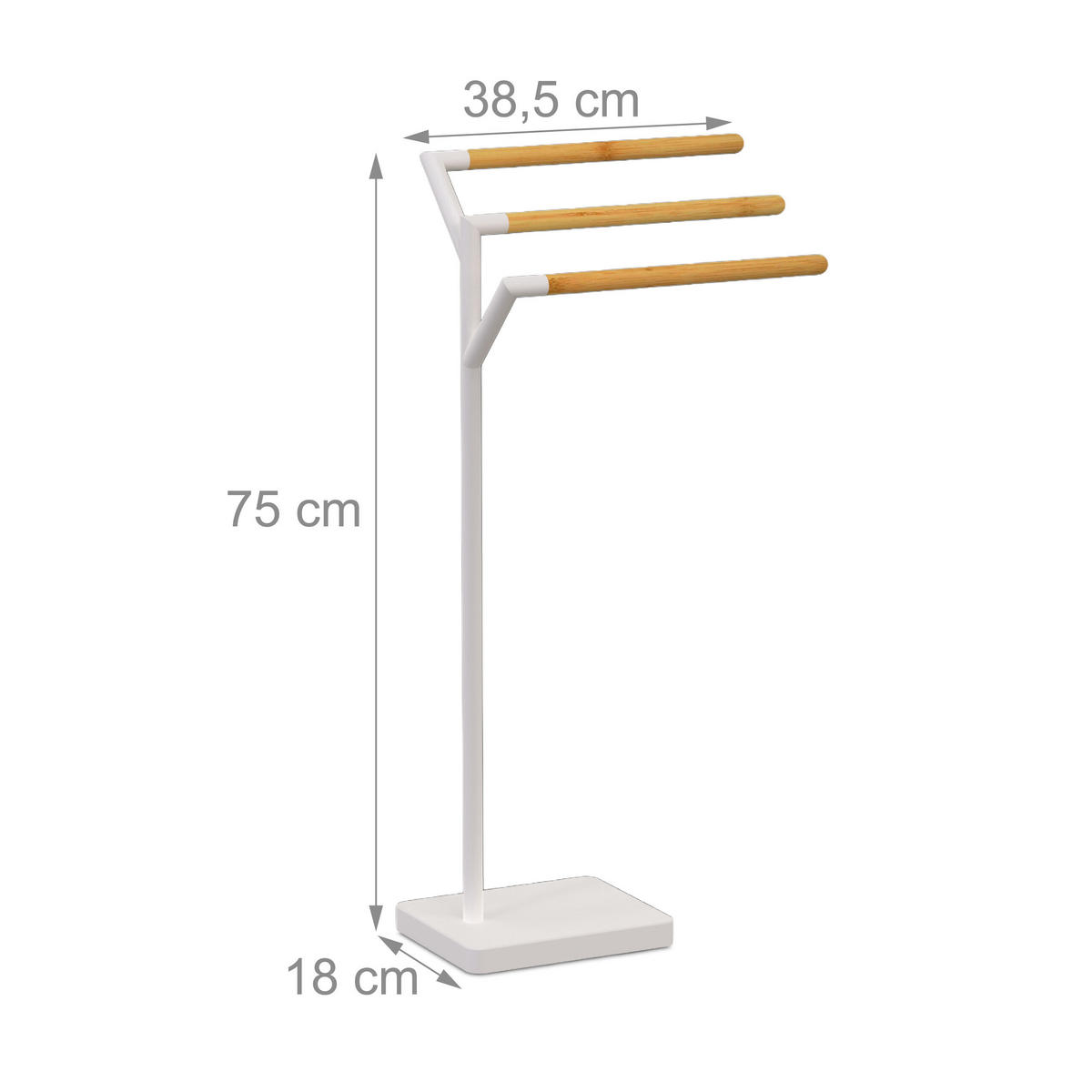 STOJAN na osušky - bílá, kov/dřevo (38.5/75/18cm) - Relaxdays