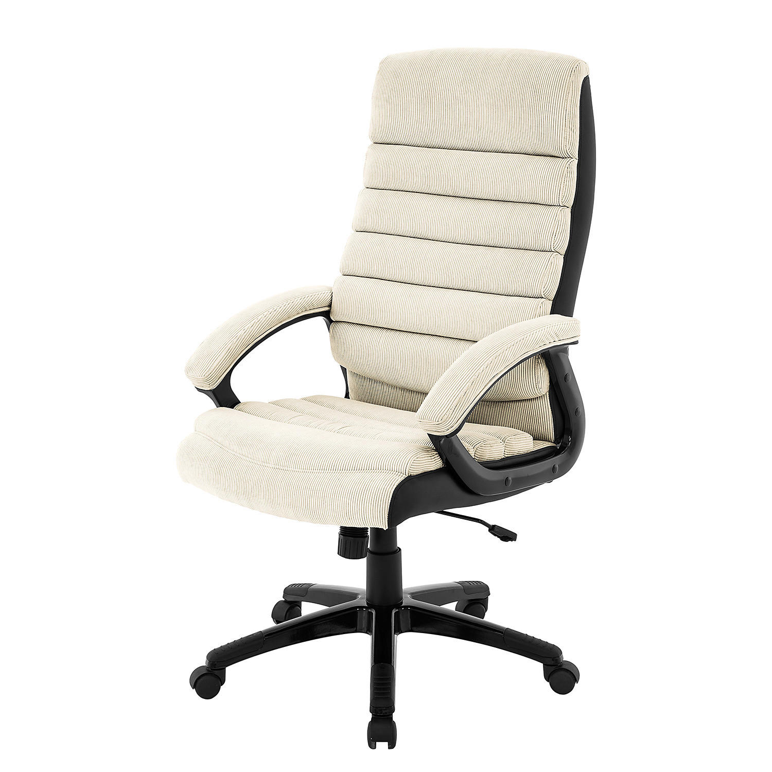 CHEFSESSEL - Creme/Schwarz, Kunststoff/Textil (67/125/72cm) - home24