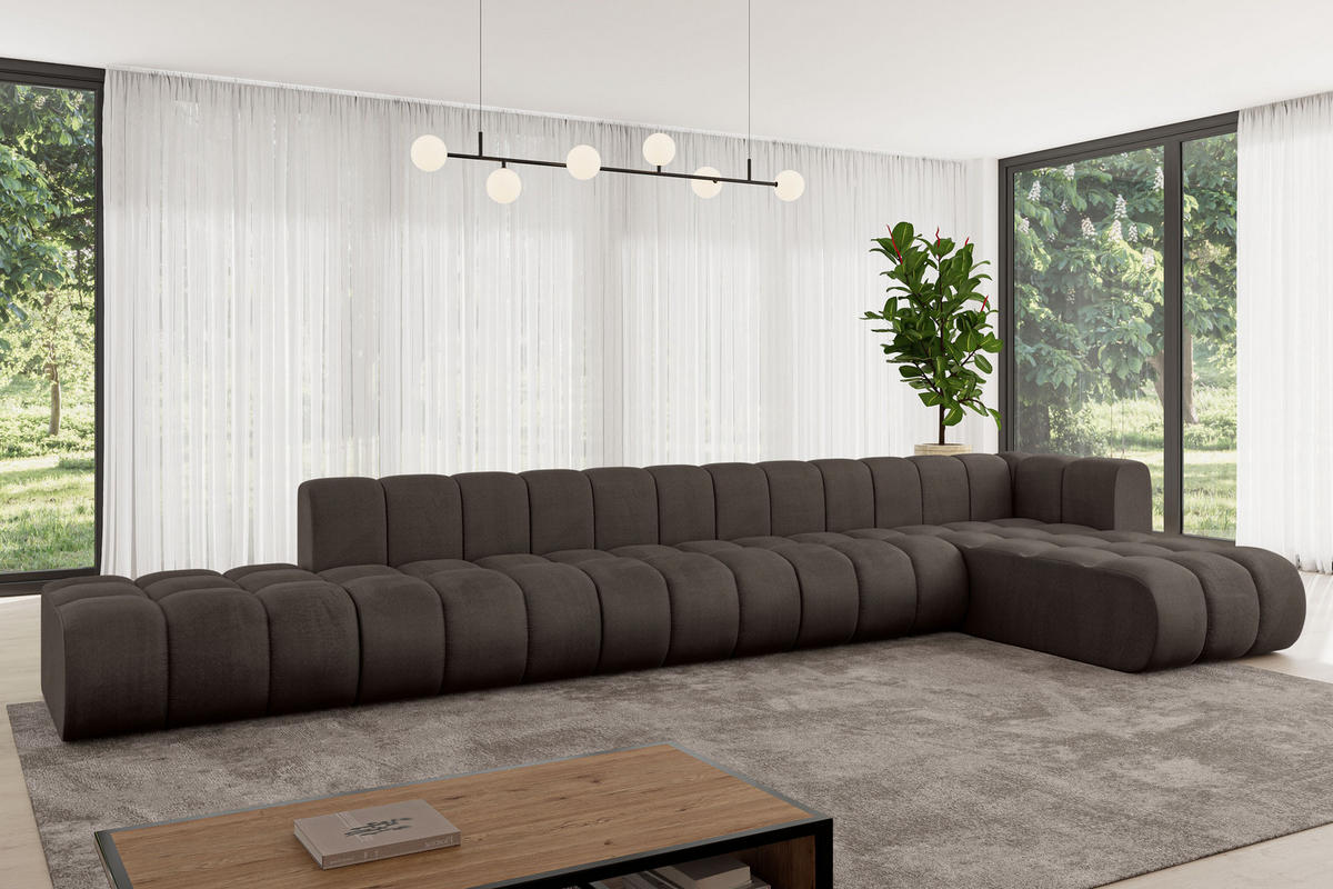 ECKSOFA modulares Sofa Zuvon-L3 - 478x177x70 cm Braun - Braun, Holzwerkstoff/Textil (478/177cm) - ALTDECOR