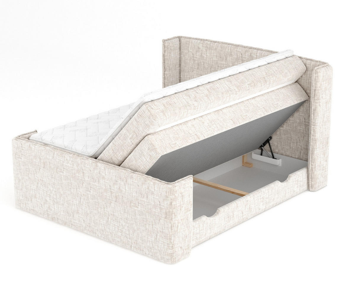 BOXSPRINGBETT Freeland Creme 180/200 cm mit Matratze und Topper - Creme/Schwarz, Holz/Holzwerkstoff (180/200cm) - Maison de Reve