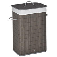 WÄSCHEKORB DE-09437 mit Griffen und waschbarem Wäschesack Grau - Grau, Naturmaterialien (43/61/32cm) - ComfortXL
