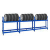 REIFENREGAL Tiger 3er-Set mit 3x 100x110x35 cm 150 kg Fachlast bis zu 24 Reifen mit Ebenen Blau - Blau, Metall (330/100/35cm) - PROREGAL