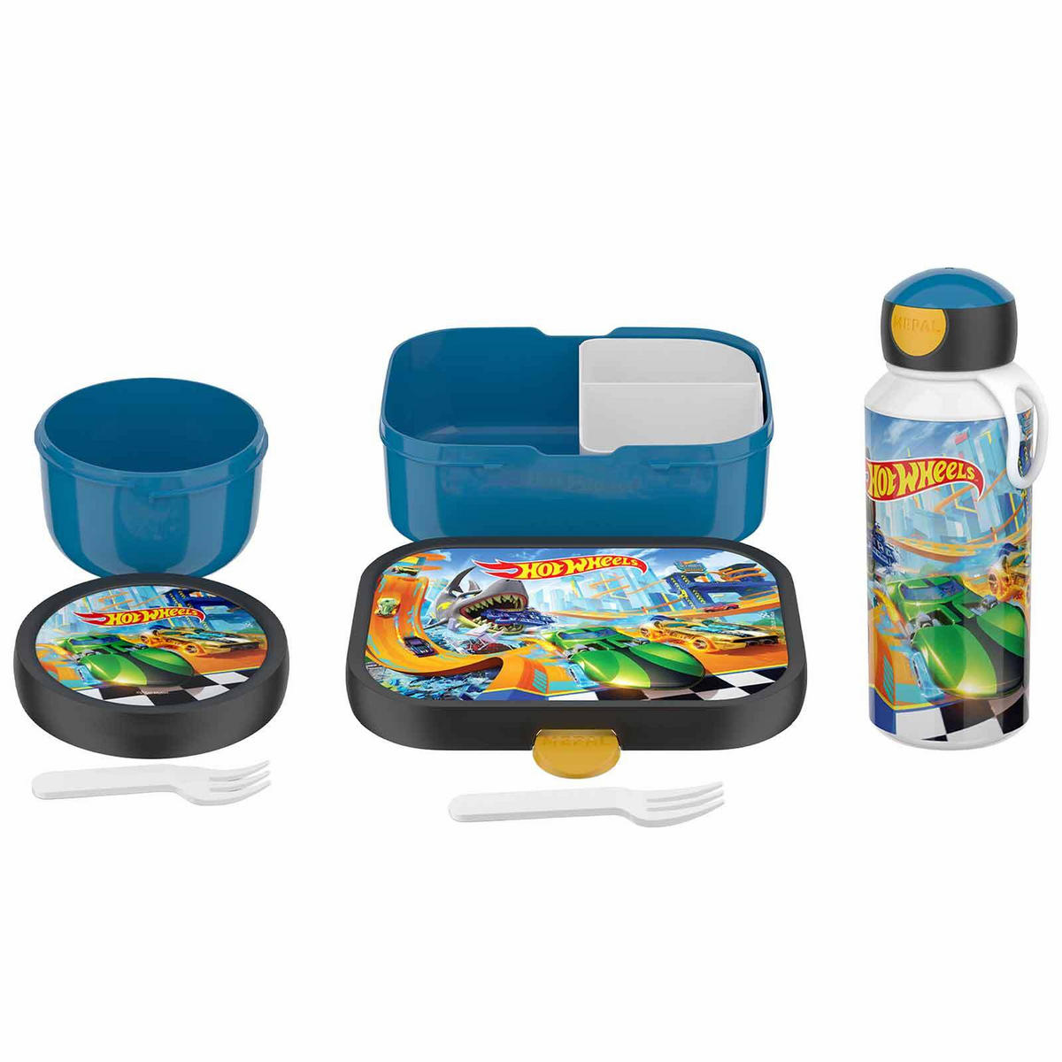 LUNCHSET Campus Hot Wheels 3er Set - Blau/Multicolor, Kunststoff (6.8/24.4/24cm) - Mepal