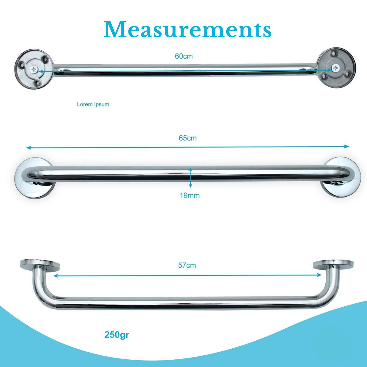 HANDTUCHHALTER 60/1.9 cm (Hochglanzpoliert) - Silberfarben, Metall (5/7/60cm) - Intirilife