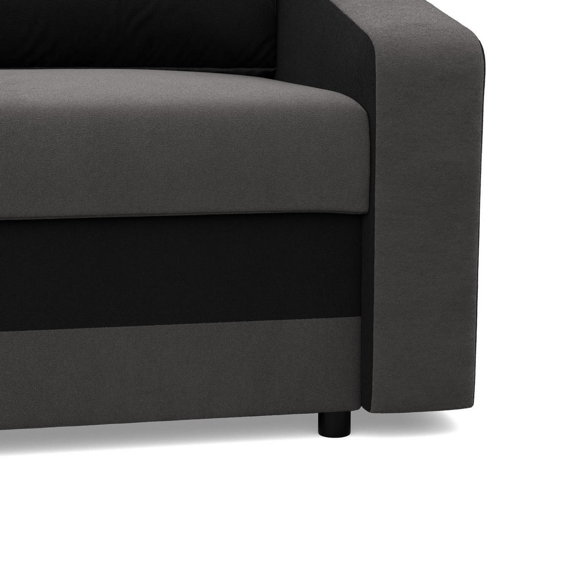 SOFA 3-SITZER MIT SCHLAFFUNKTION ORION, Grau + Schwarz - Multicolor, Textil (220/92/92cm)