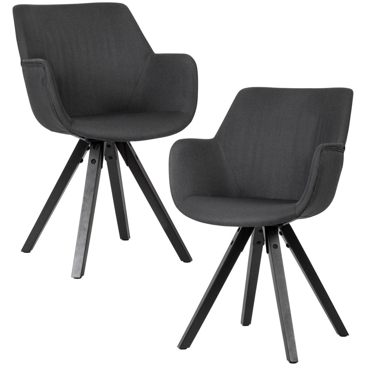 ESSZIMMERSTUHL Stoffbezug mit Armlehnen und Filzgleiter Modern gepolstert, Schwarz 54x58x85 cm - Anthrazit/Schwarz, Holz/Textil (54/85/58cm) - KADIMA DESIGN