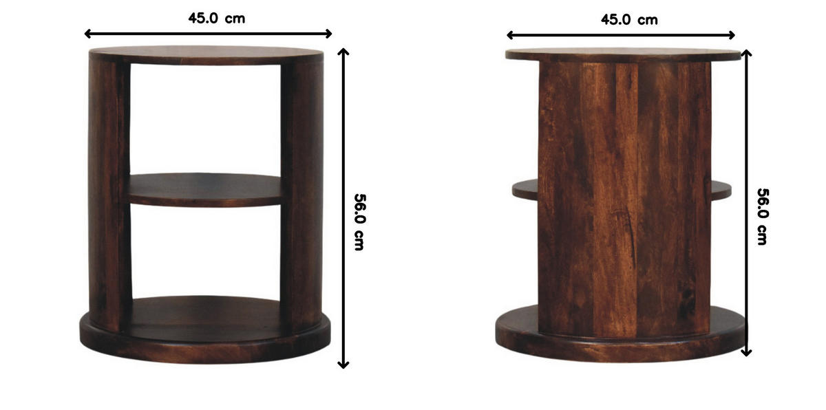 BEISTELLTISCH mit California-Walnuss-Finish, 2 offene Ablagen, dunkelbraun - Dunkelbraun, Holz (45/45/56cm) - Artisan Furniture
