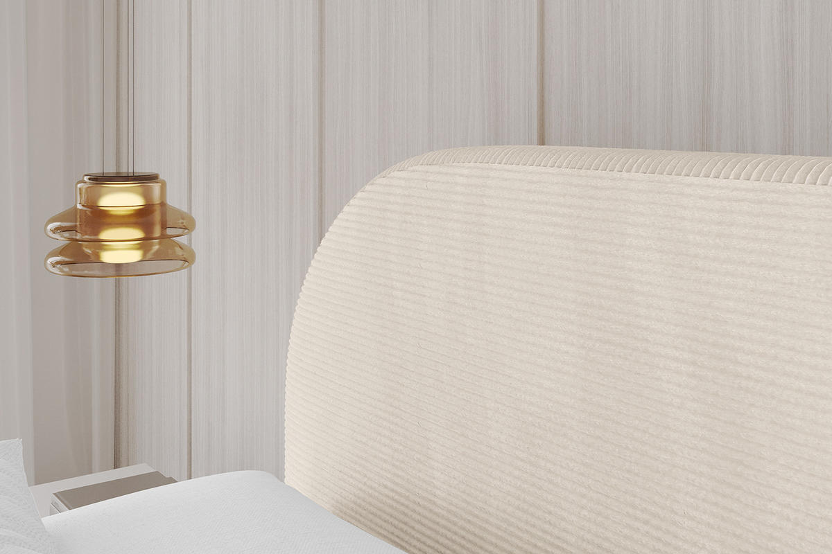 POLSTERBETT mit Bettkasten, Fußteil und Lattenrost, Boxbett mit Matratze H3/H4 - TIVON-Z 180x200 Beige - Creme, Holzwerkstoff/Textil (180/200cm) - ALTDECOR