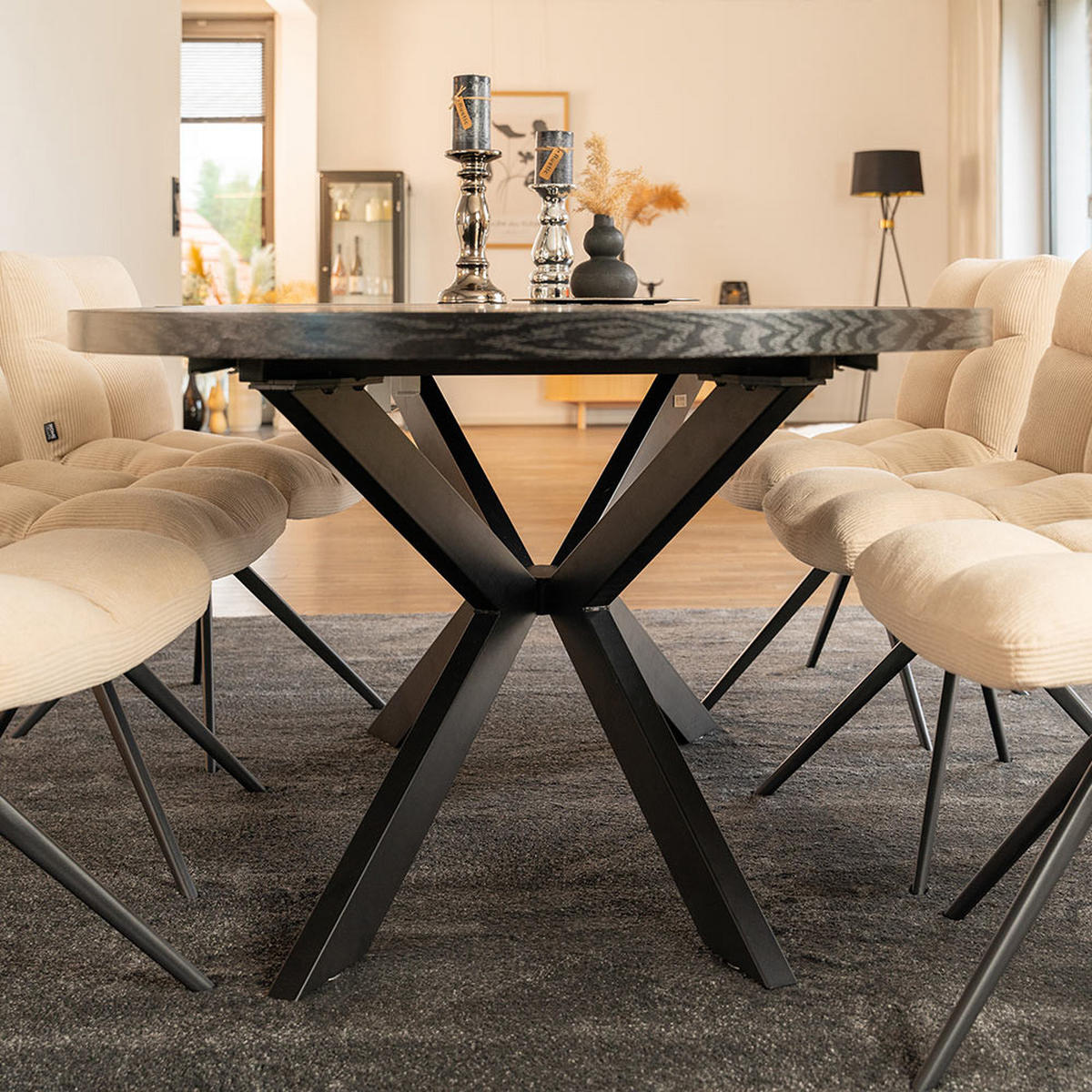 ESSTISCH RUND AVENTURA - Dark Oak, 160 x 120 cm - Schwarz, Holz (160/120/4cm) - Home Deluxe