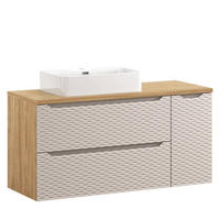 BADMÖBEL-SET 4 Teile - Ocean Beige O BM434 in Beige / Geölte Eiche - Beige, Holz/Keramik (120/57/46cm)