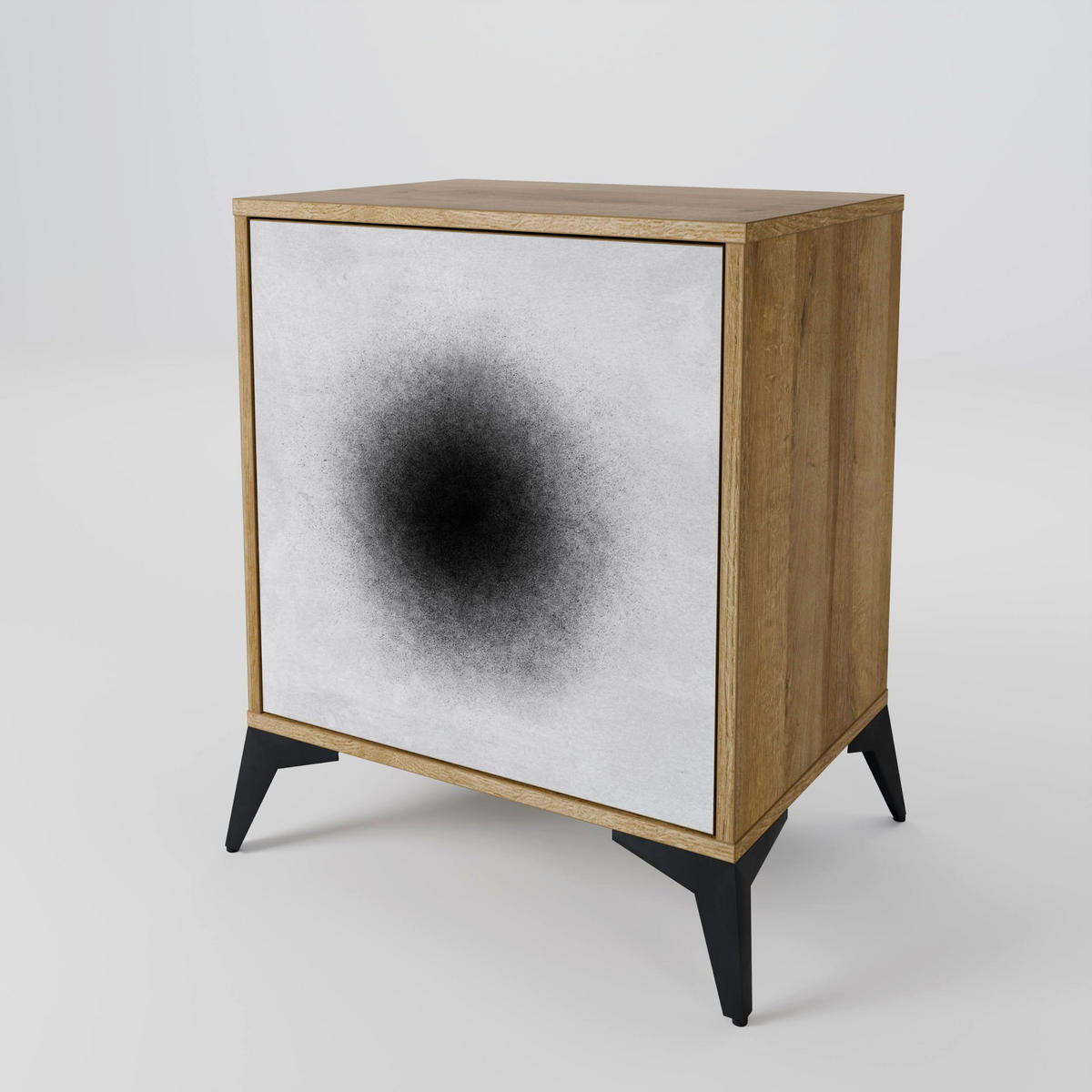 SIDEBOARD BLACK HOLE, Eichefarben, 57,5x42x67,5 cm, Schwarze Metall-Rahmenfüße - Eichefarben/Multicolor, Holzwerkstoff/Metall (57.5/67.5/42cm) - SpaceRebels