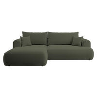 ECKSOFA Ovo Olivgrün Velours - Schwarz/Olivgrün, Kunststoff/Textil (260/165cm) - Selsey