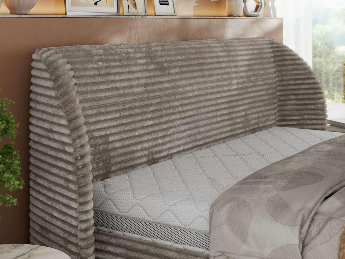 POLSTERBETT CAELA CLASSIC 160/200 - Hellbraun Cord - ELORI LUX - Hellbraun, Textil (160/200cm) - MKS