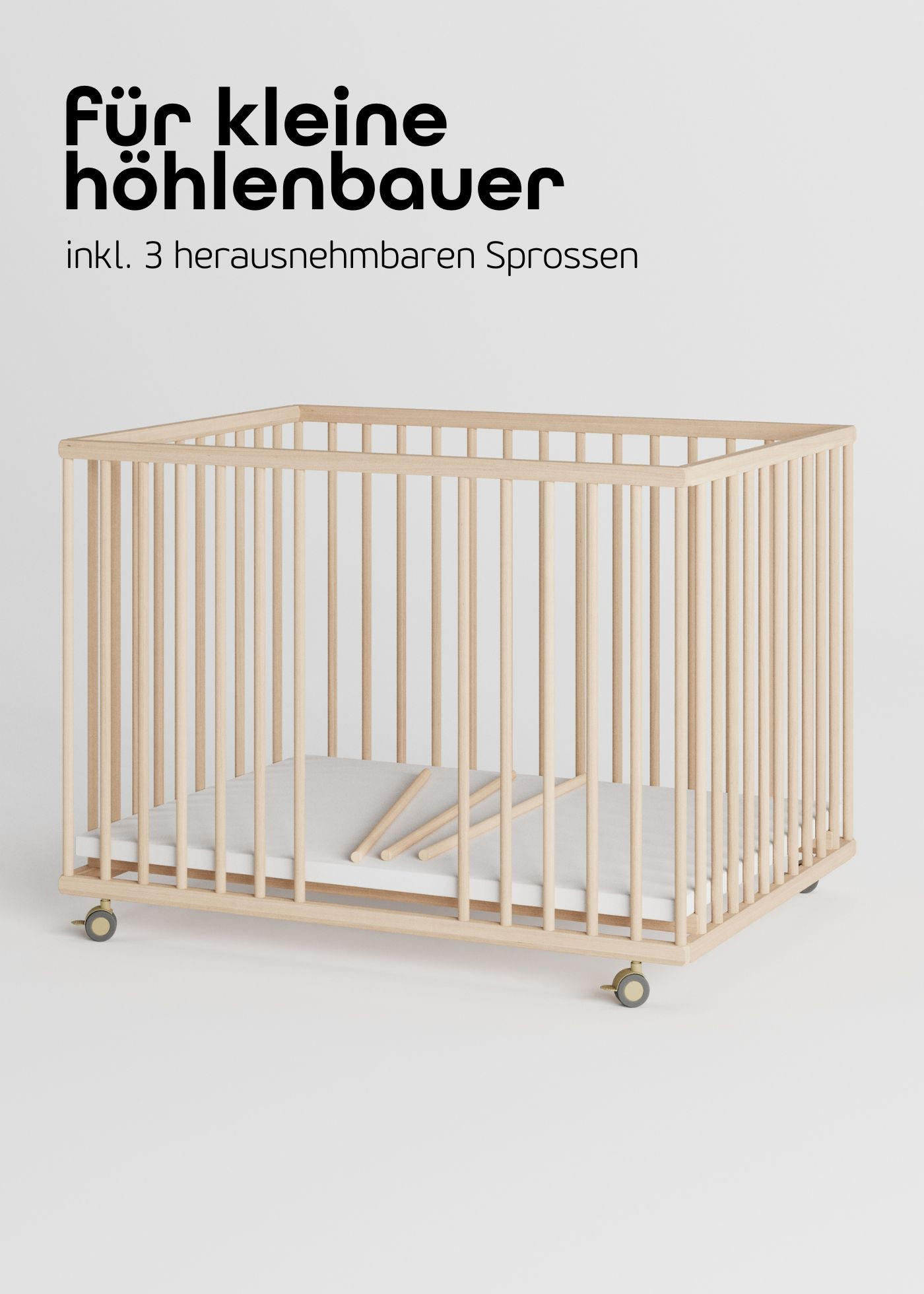 LAUFGITTER 75x100 cm mit Schlupfsprossen & Lattenrost - natur - Premium Kollektion - Naturfarben, Holz (100/74/75cm) - Sämann – make a difference.