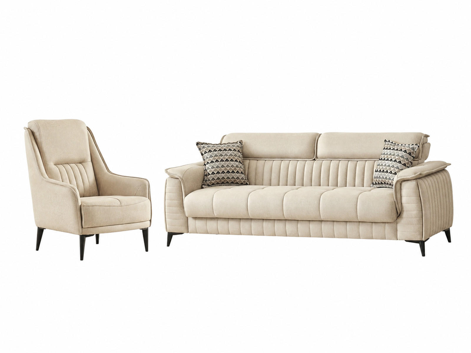XXXLutz Sitzgarnitur Beige 243x85x95 cm