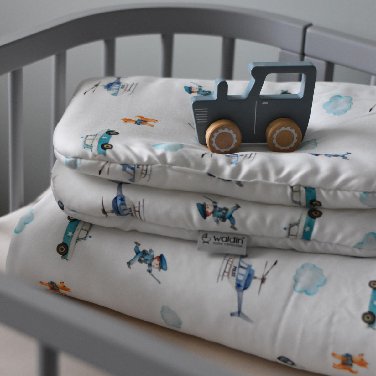BABY bambu-sängkläder Polis - Vit, Textil (75/75cm) - waldin