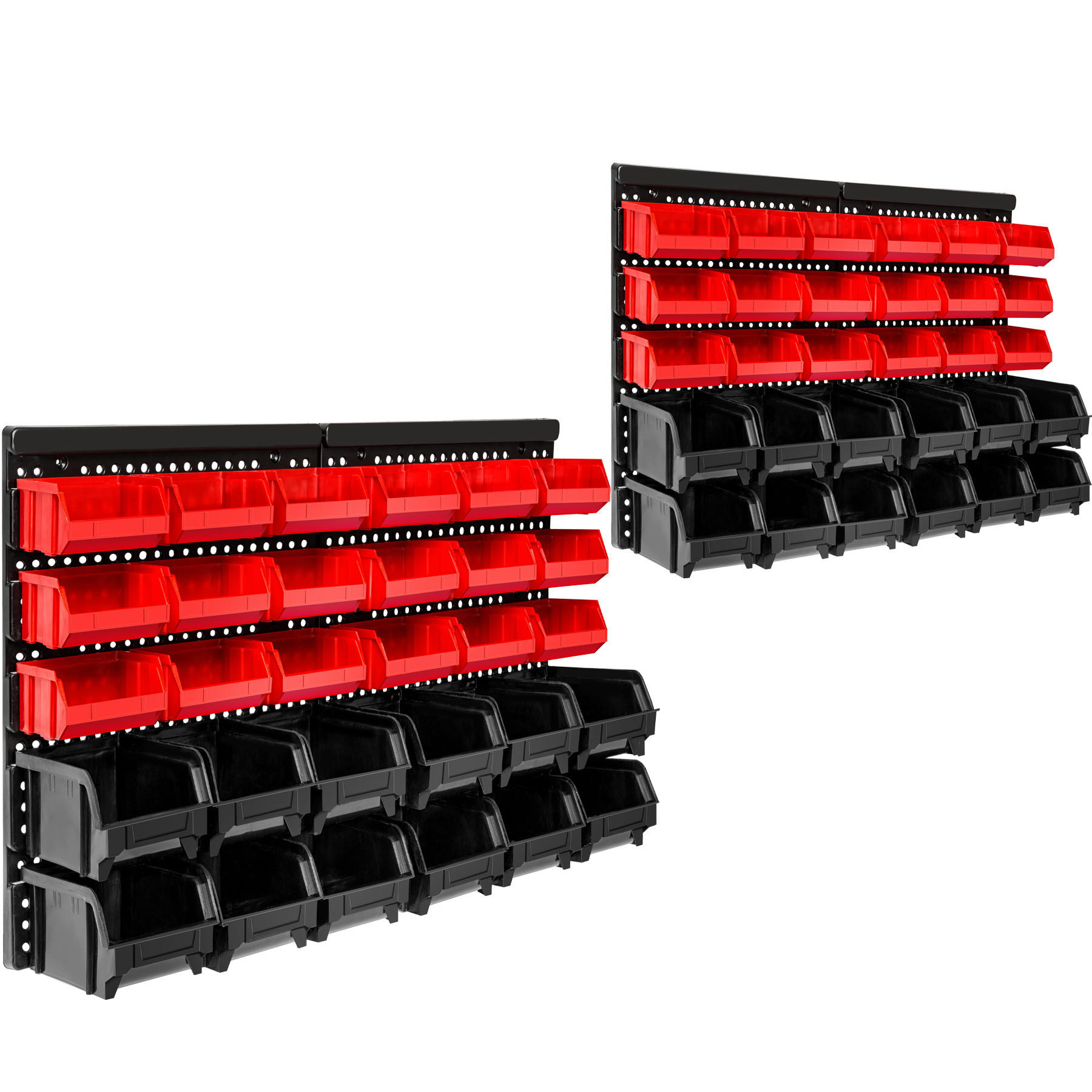 WANDREGAL 2er Set STAPELBOXEN ,2 stabile Wandplatten mit je 64 x 38 x 17,5 cm,schwarz - Schwarz, Textil (17.5/38/64cm) - tectake