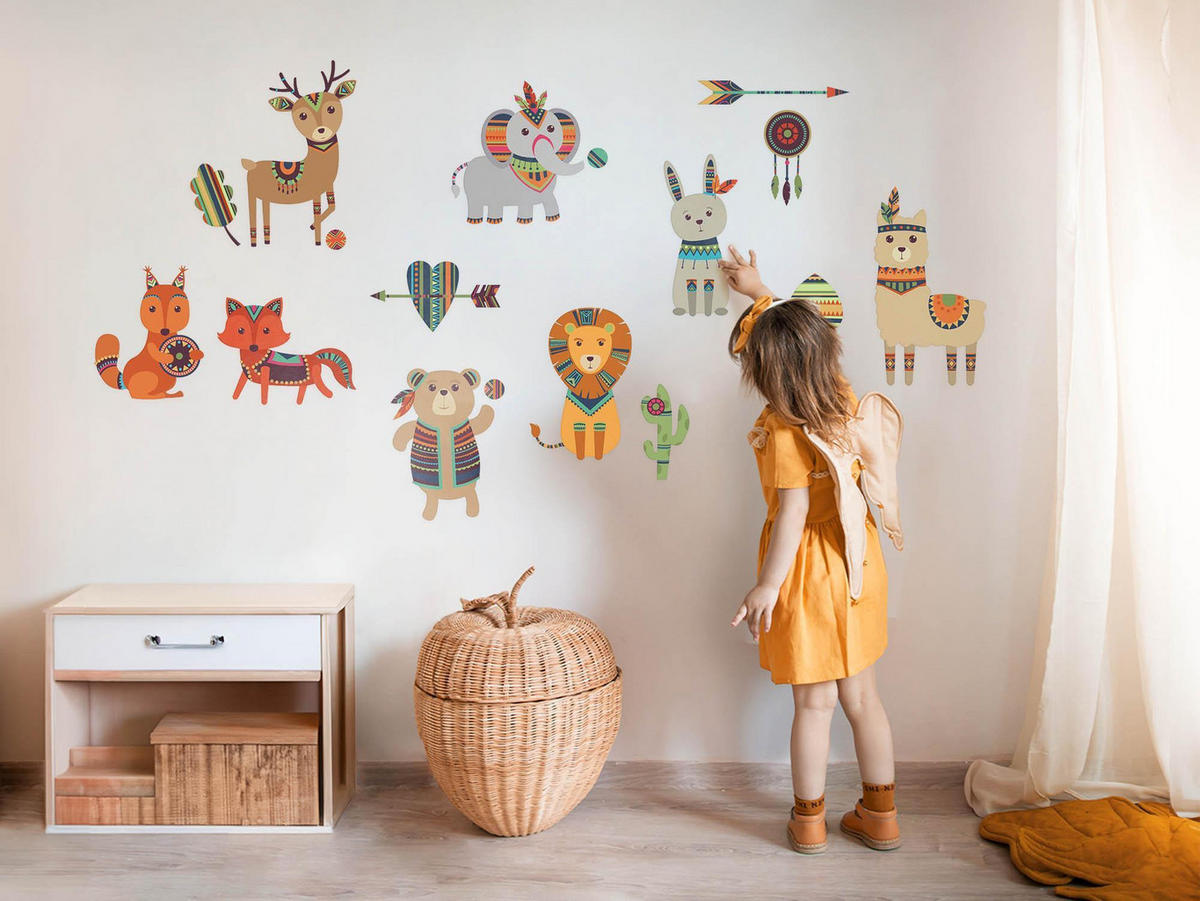 AUFKLEBER 80x97 cm Boho Tiere - Braun, Kunststoff (80/97/0.1cm) - TULUP