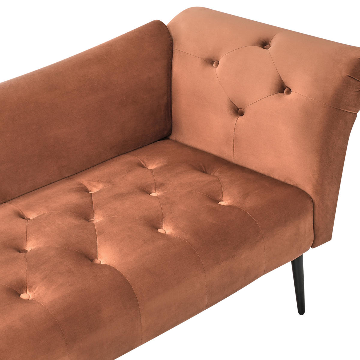 ČALOUNĚNÉ LEHÁTKO CHAISE LONGUE Sametová látka Zlatohnědé Nantilly - černá/zlatá, textil (175/76/69cm) - Beliani