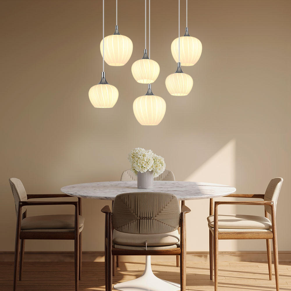 Thumbnail - Globo Lighting Hängeleuchte, Weiß, Glas, 42x120x86 cm, Lampen & Leuchten, Innenbeleuchtung, Hängelampen, Pendelleuchten