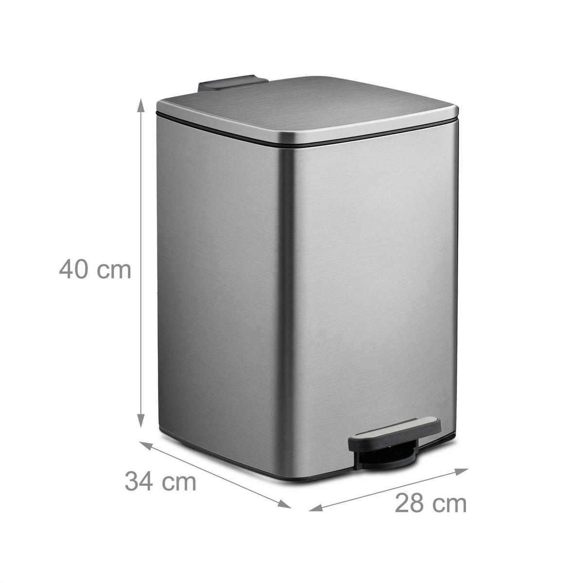 MÜLLEIMER 20l - Silberfarben, Kunststoff/Metall (28/40/34cm) - Relaxdays