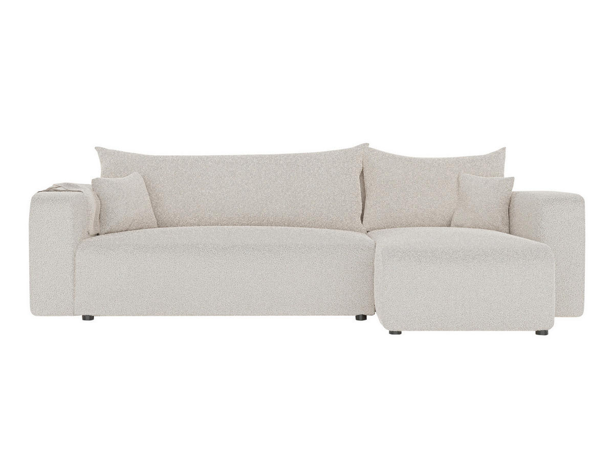 ECKSOFA Creme in Bouclé, Teddystoff mit Bettkasten - Creme, Textil (248/145cm) - Idohome