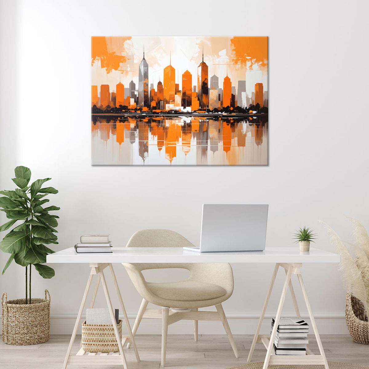 LEINWANDBILD Städte & Architektur 120x80cm - Orange, Textil (120/80cm) - Feeby