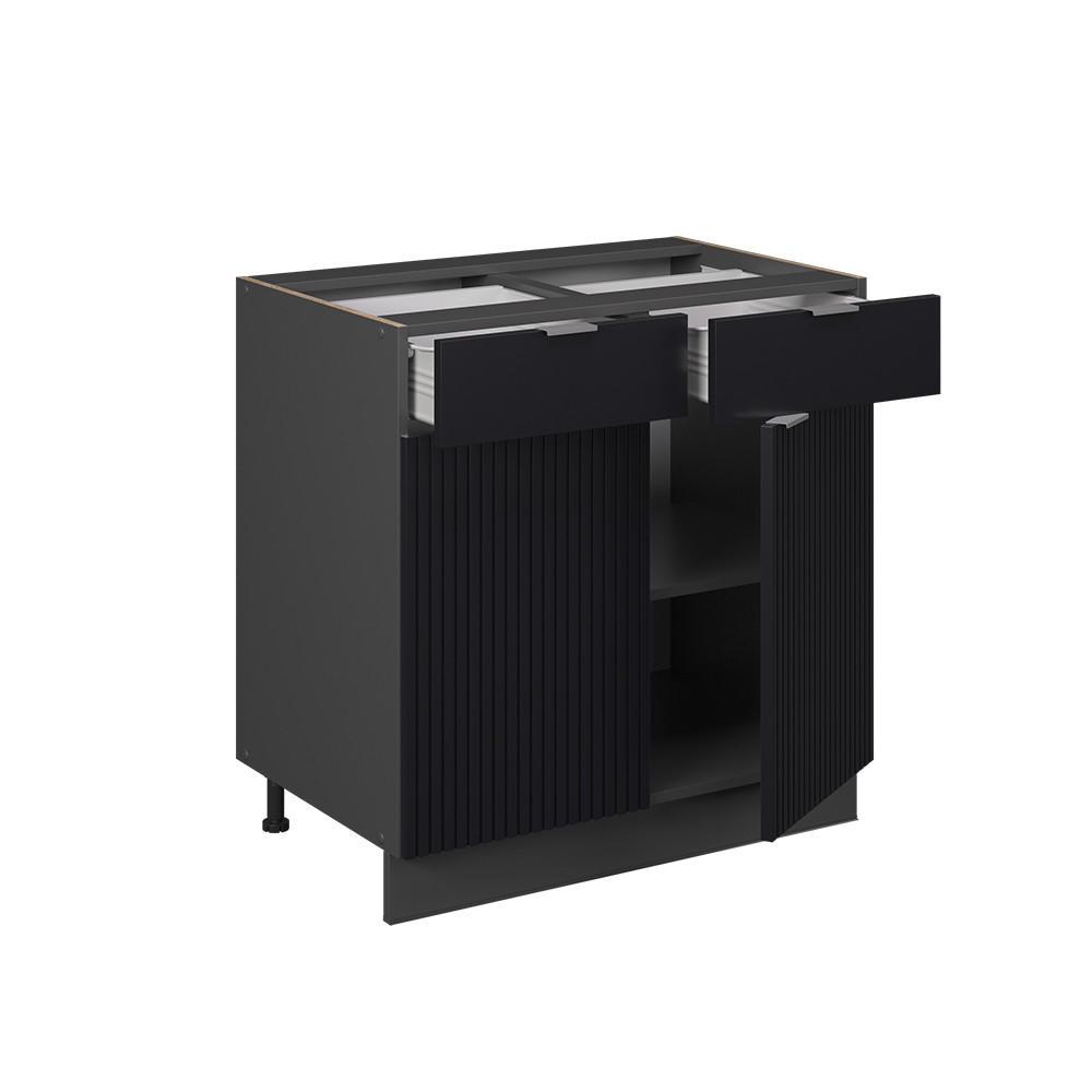 KÜCHENSCHRÄNKE Fame-Line, Schwarz gestreift, 80 cm ohne Arbeitsplatte - Anthrazit/Schwarz, Holzwerkstoff (80/82/51.6cm) - Vicco