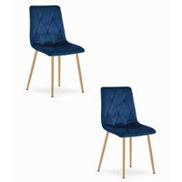 ESSZIMMERSTUHL 2-er Set TYRA marineblauer Sitz, Beine in Holzfarbe - Eichefarben/Dunkelblau, Textil (44.5/87/54.5cm) - Valora