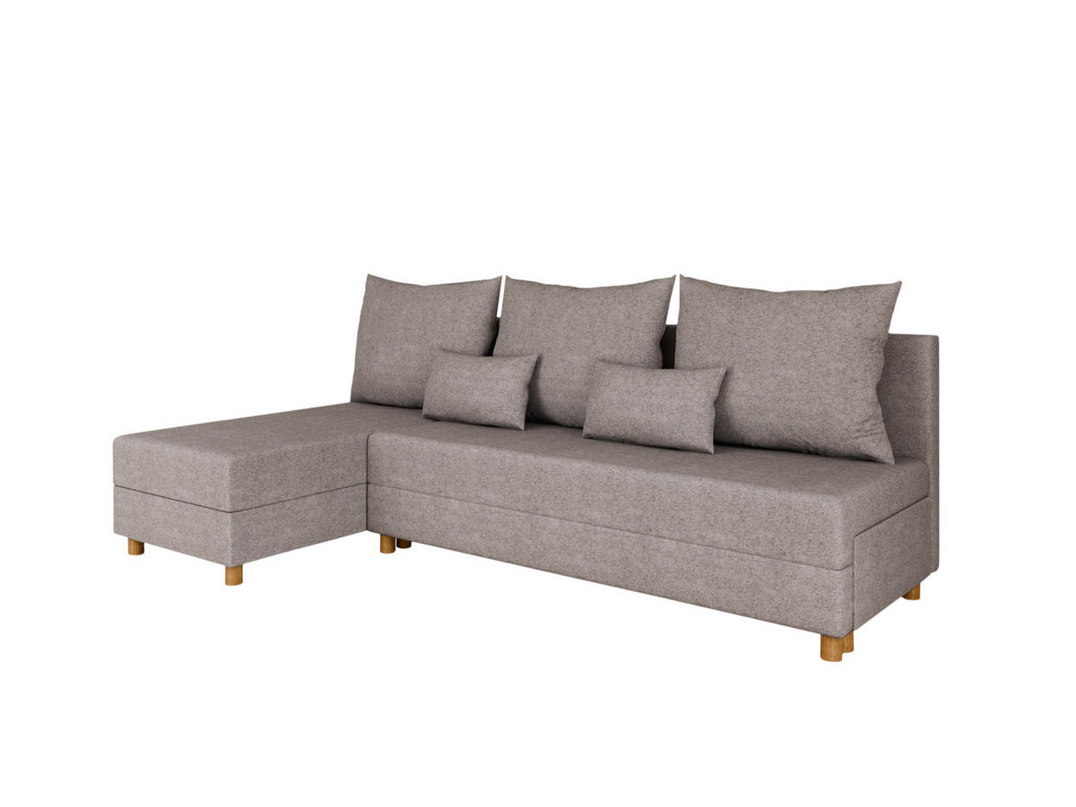 ECKSOFA Lellice L-Form- links oder rechts montierbar, grau - Grau, Holz (214/122cm) - Panda Möbel